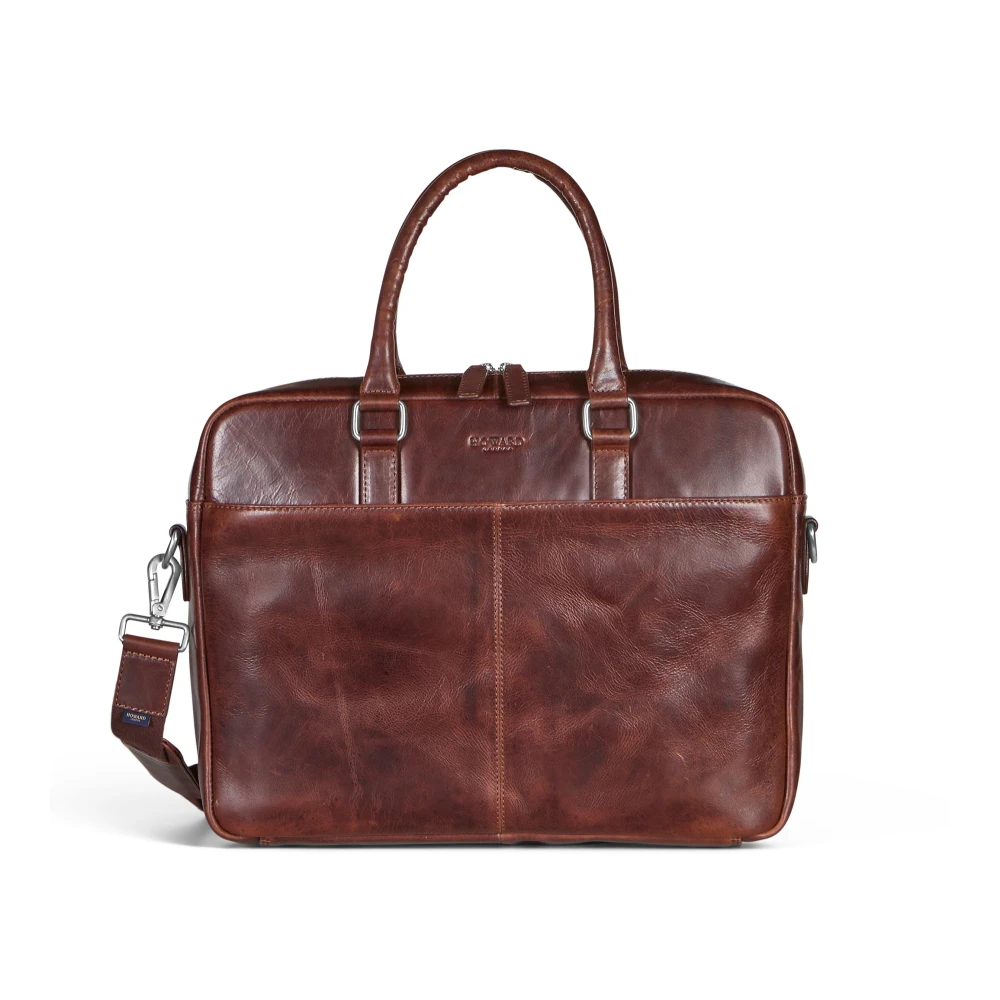 Howard London Bruin leren laptoptas Brown Heren