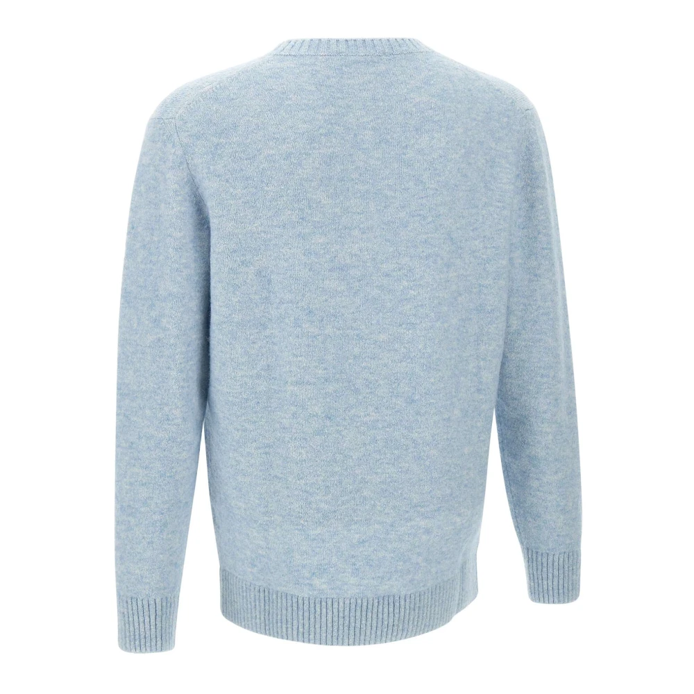 Kangra Blauwe Wollen Trui Ronde Hals Blue Heren
