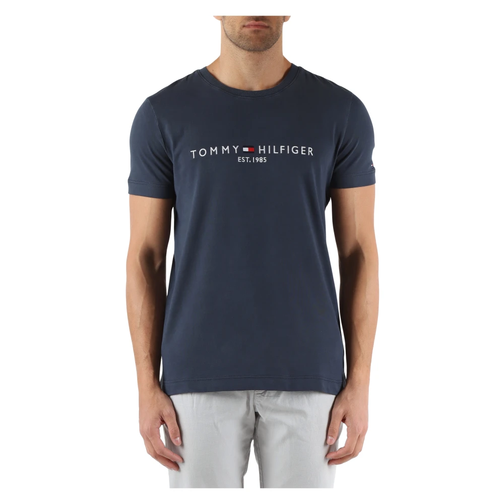 Tommy Hilfiger Slim Fit Katoenen Logo T-shirt Blue Heren