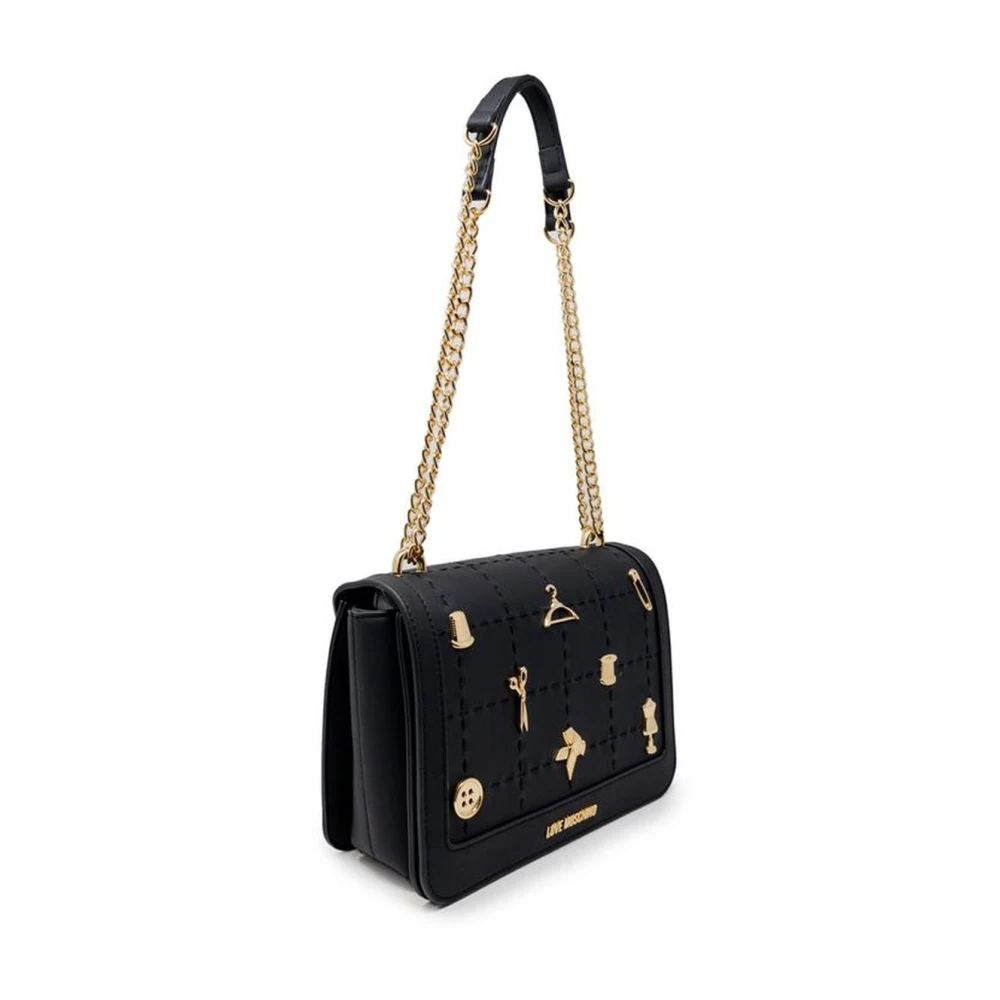 Love Moschino Gestructureerde polyurethaan handtas voor vrouwen Black Dames