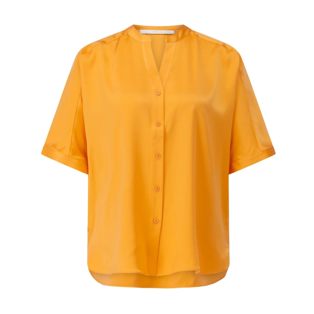 Herzen's Angelegenheit Zijden Oversized Blouse met Korte Mouwen Orange Dames