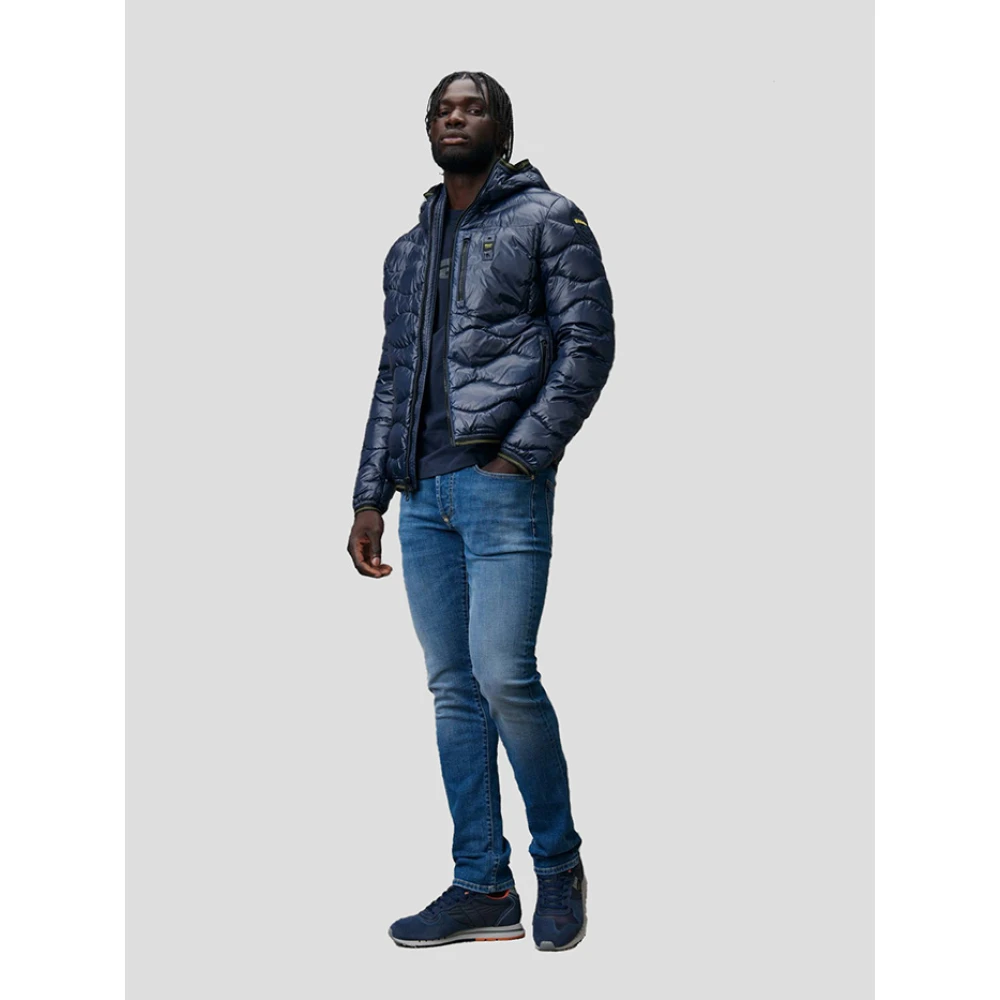 Blauer Blauwe Nylon Wave Pufferjas Blue Dames