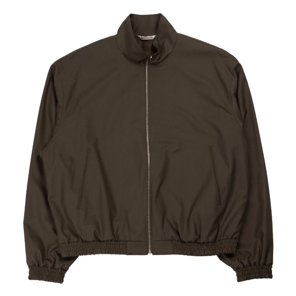 Auralee Mörk Khaki Ull Zip Blouson Brown, Herr