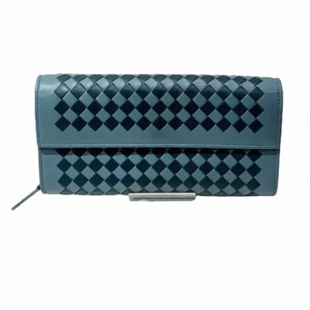 Bottega Veneta Vintage Pre-owned Leather wallets Blue Dames