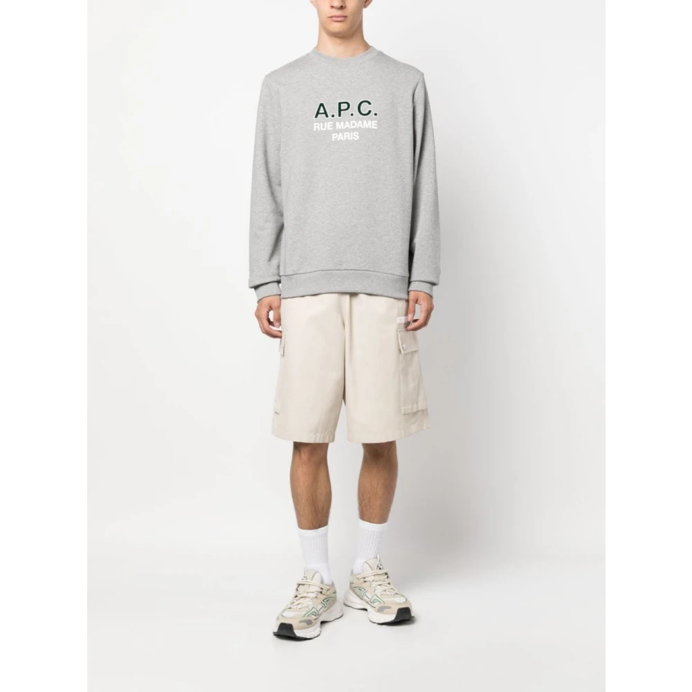 A.p.c. Logo Sweatshirt Grijs Gray Heren