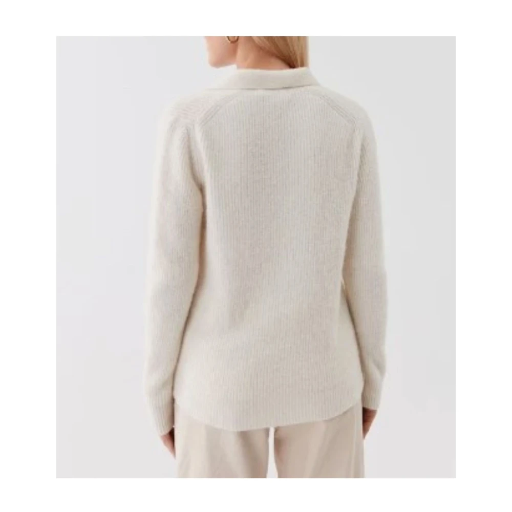 Calvin Klein Alpaca Polo-NK Sweater voor Vrouwen White Dames