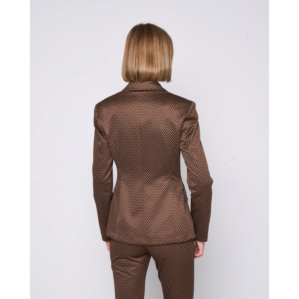 Silvian Heach Gestreepte single-breasted blazer met klassieke revers Brown Dames