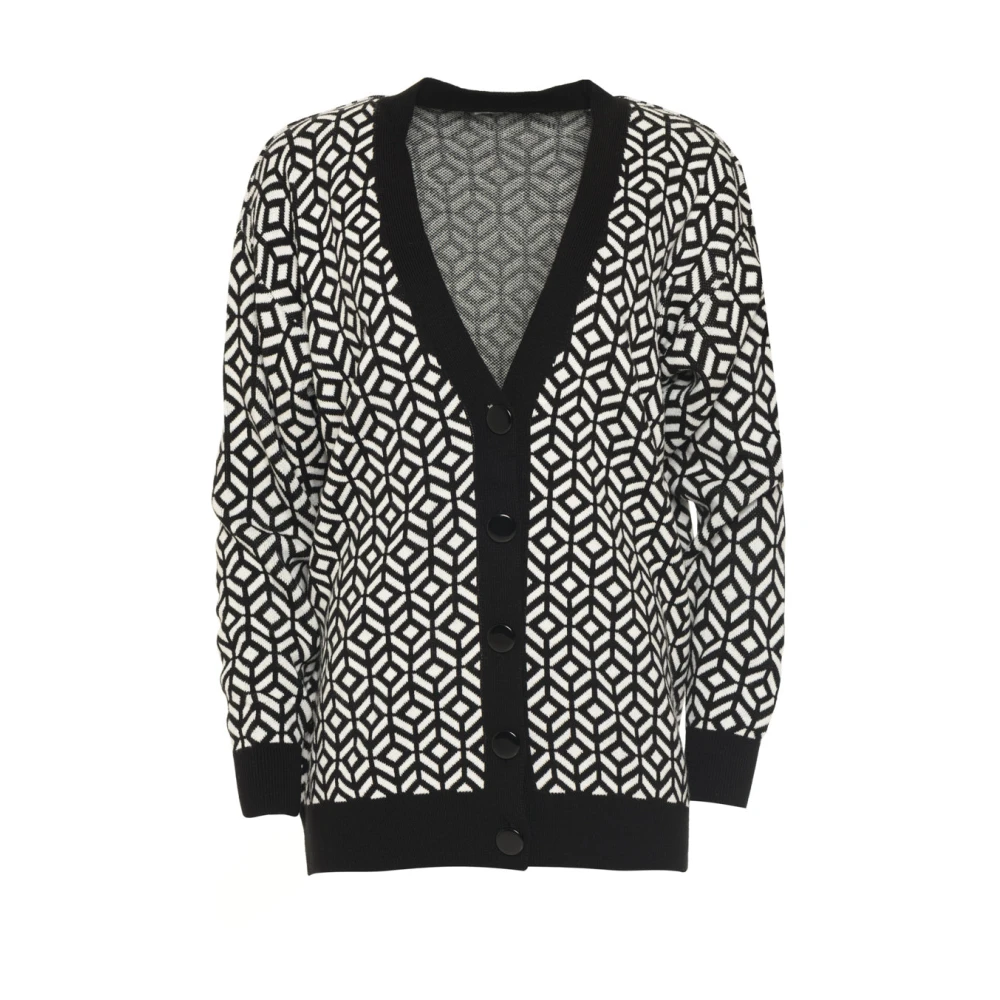 Cesare Gaspari Geometrische Gebreide Vest Black Dames