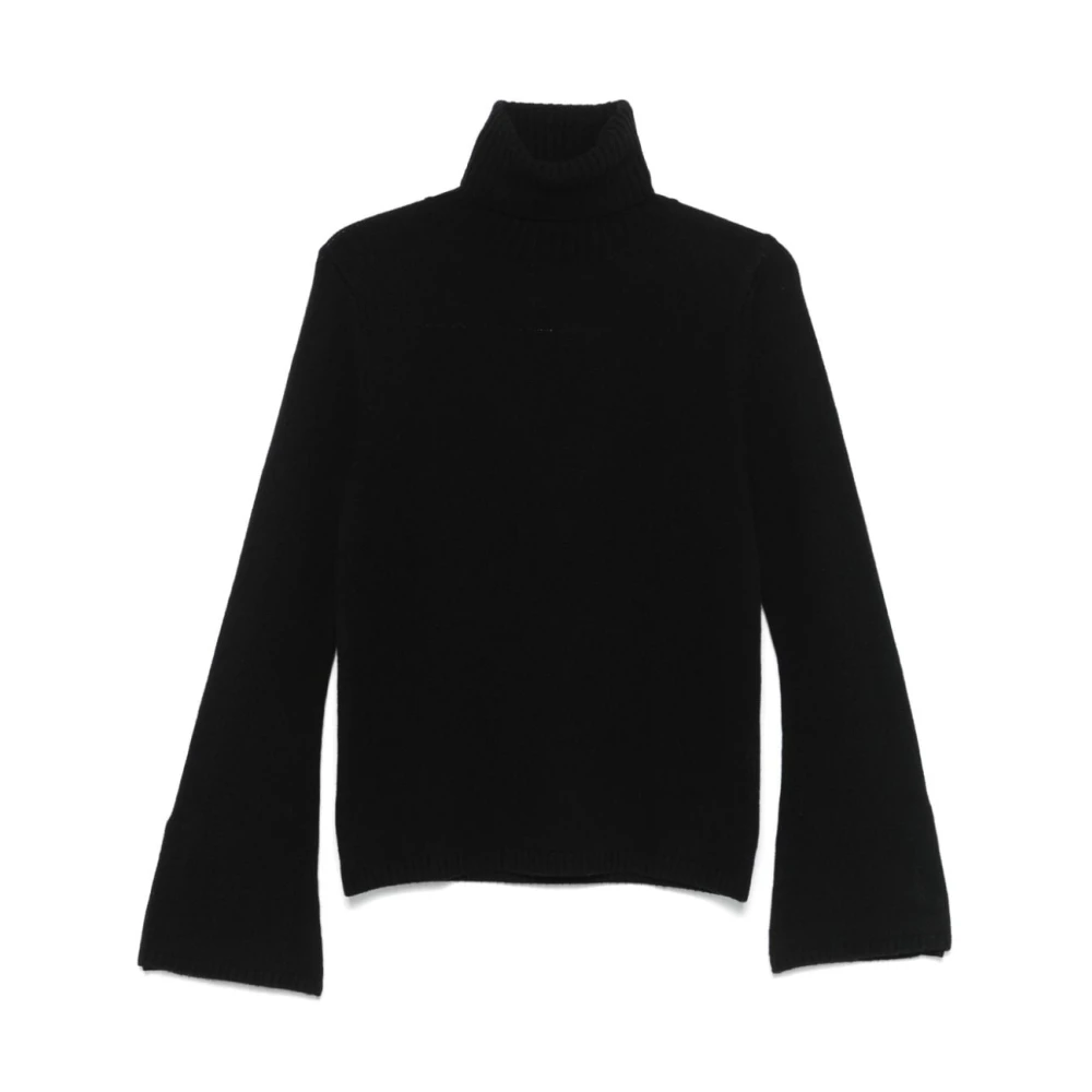 Wild Cashmere Zwarte Ribgebreide Trui Black Dames