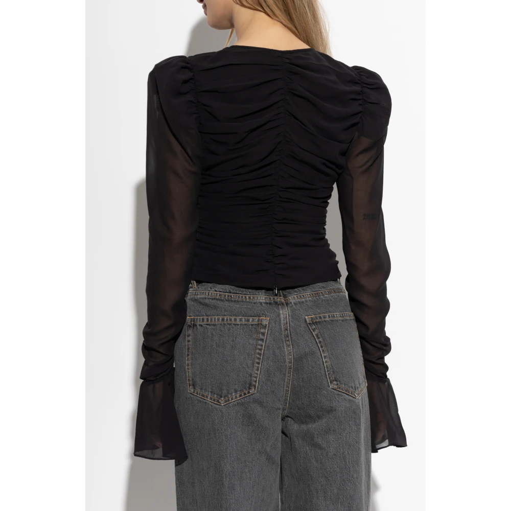 Rotate Birger Christensen Top met decoratieve drapering Black Dames