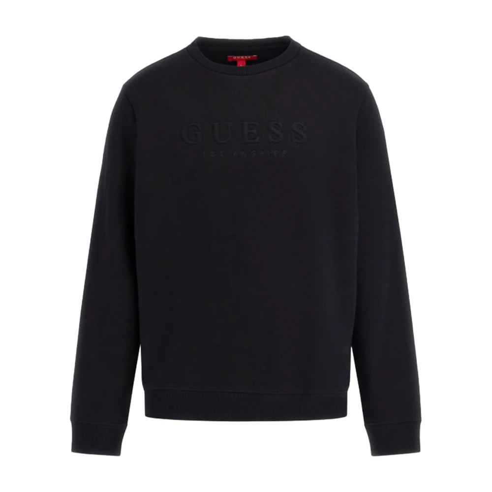 Guess Logo Katoenen Sweatshirt Zwart Black Heren