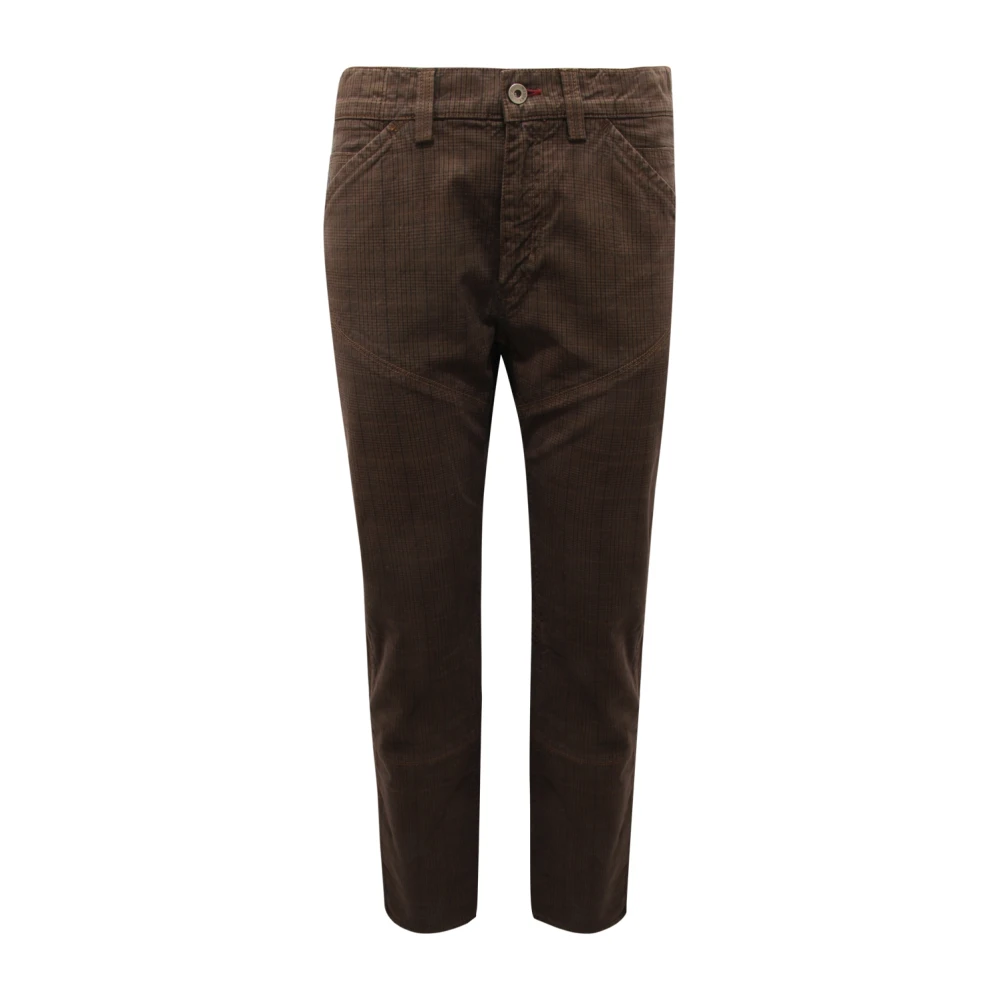 Mason's Men's Brown Slim Fit Jeans, W30, Prince Of Wales Check Jeans