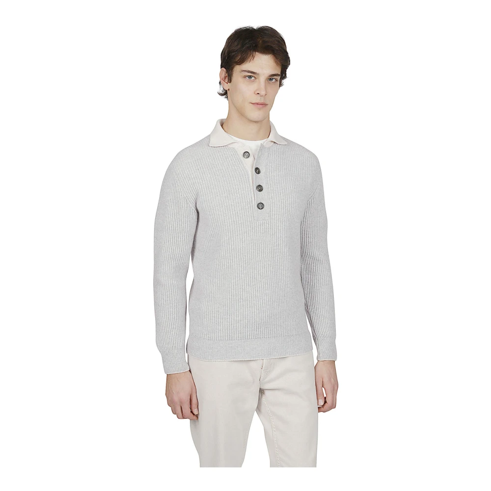 Eleventy Kasjmier Polo Met Lange Mouwen Gray Heren