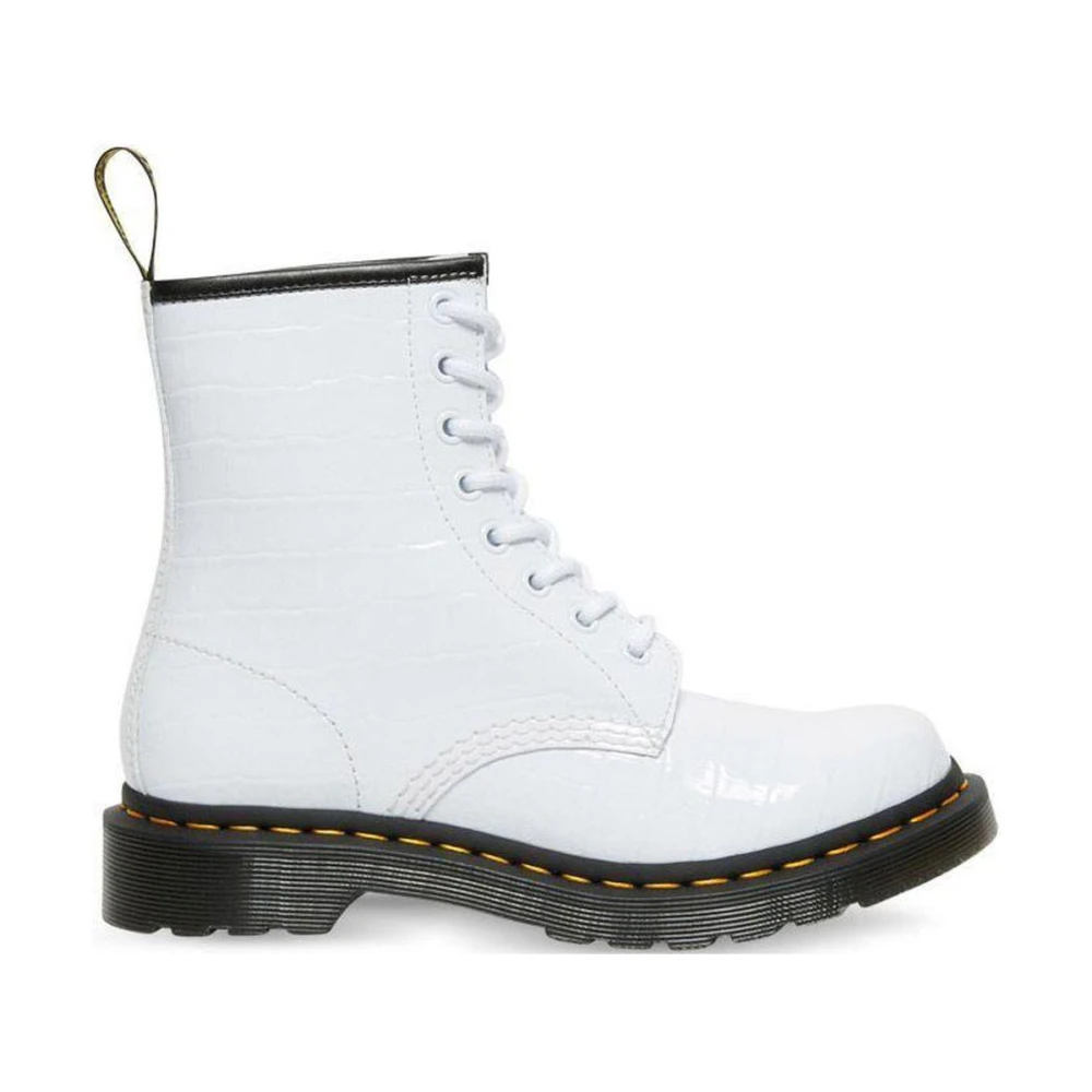 Dr. Martens Vita Croc Emboss Lace-Up Booties White, Dam