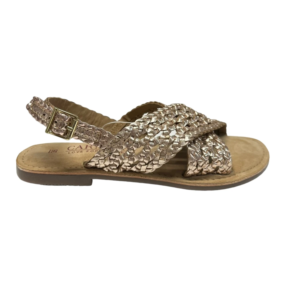 Carmela Gevlochten leren lage sandalen met band Yellow Dames