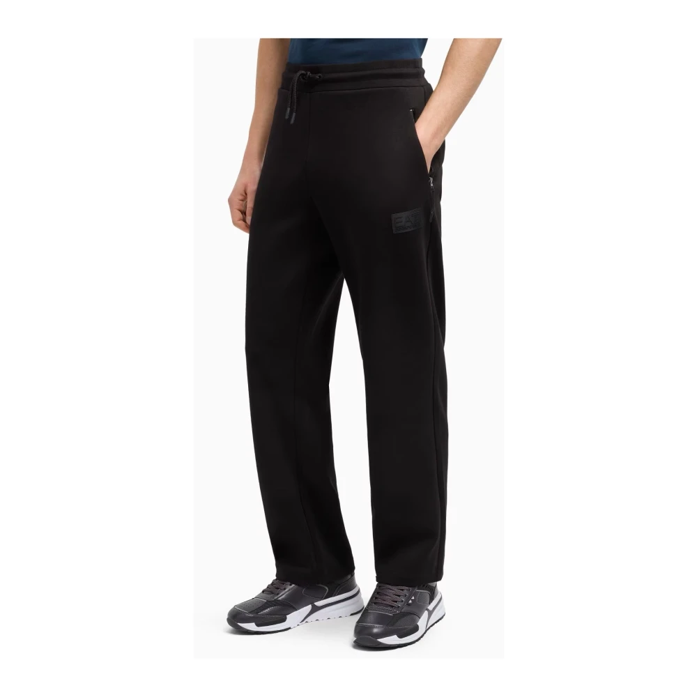 Emporio Armani EA7 Zwarte Slim Fit Trekkoord Sweatpants Black Heren