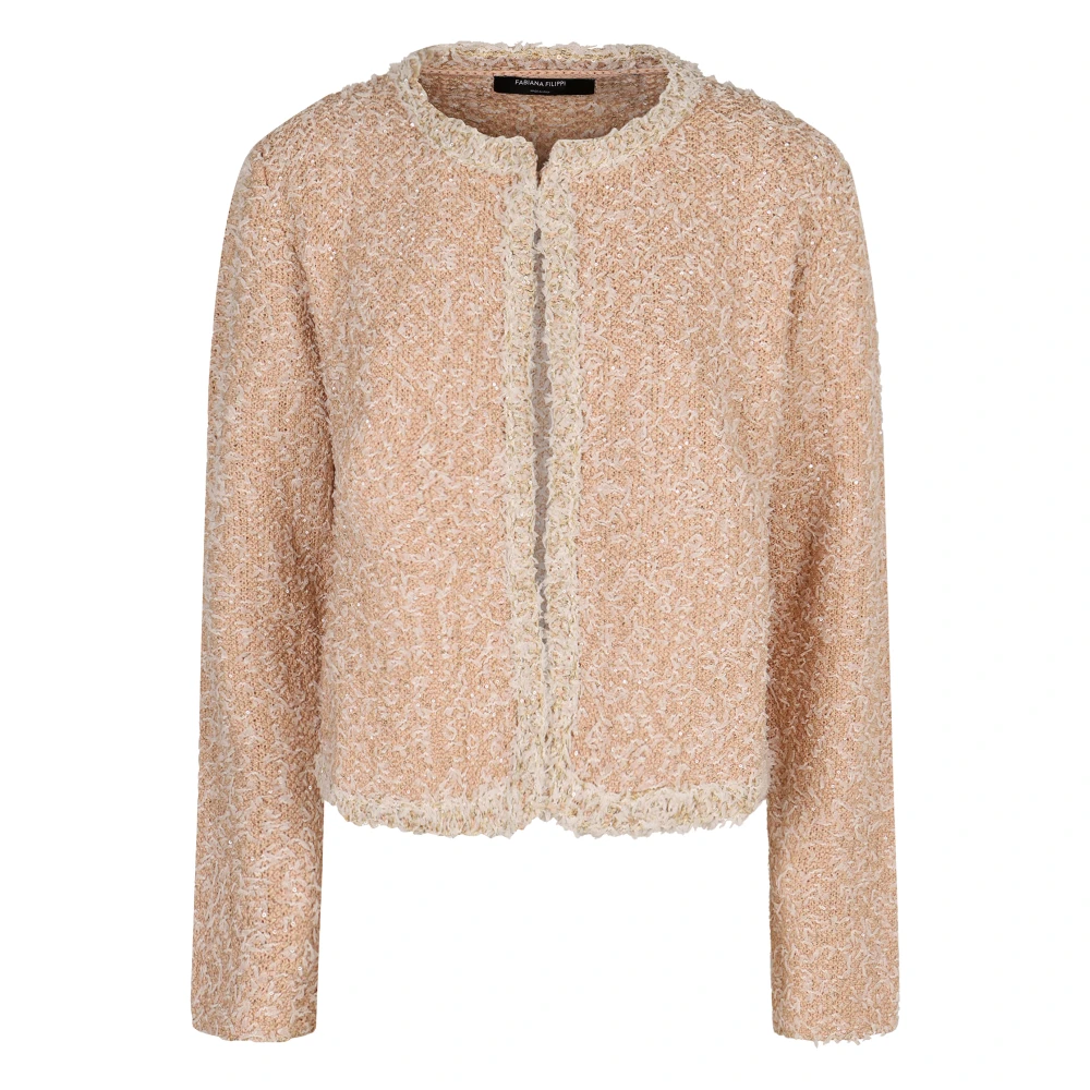 Fabiana Filippi Paillet Bouclé Gebreide Jas Pink Dames