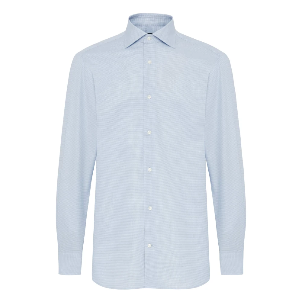 Boggi Milano Slim Fit Katoenen Dobby Overhemd Blue Heren