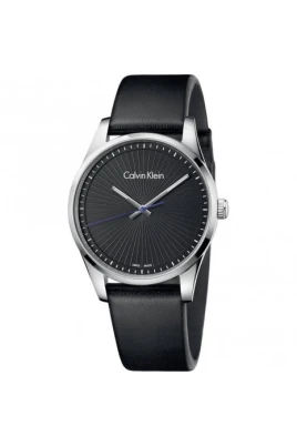 Elegant Quartzklocka med Svart Urtavla och Läderarmband