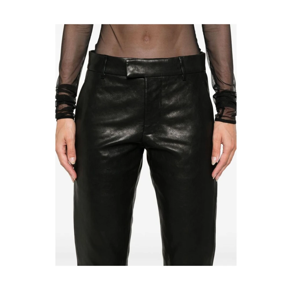 Ann Demeulemeester Zwarte Lamsskin Skinny Broek Black Dames
