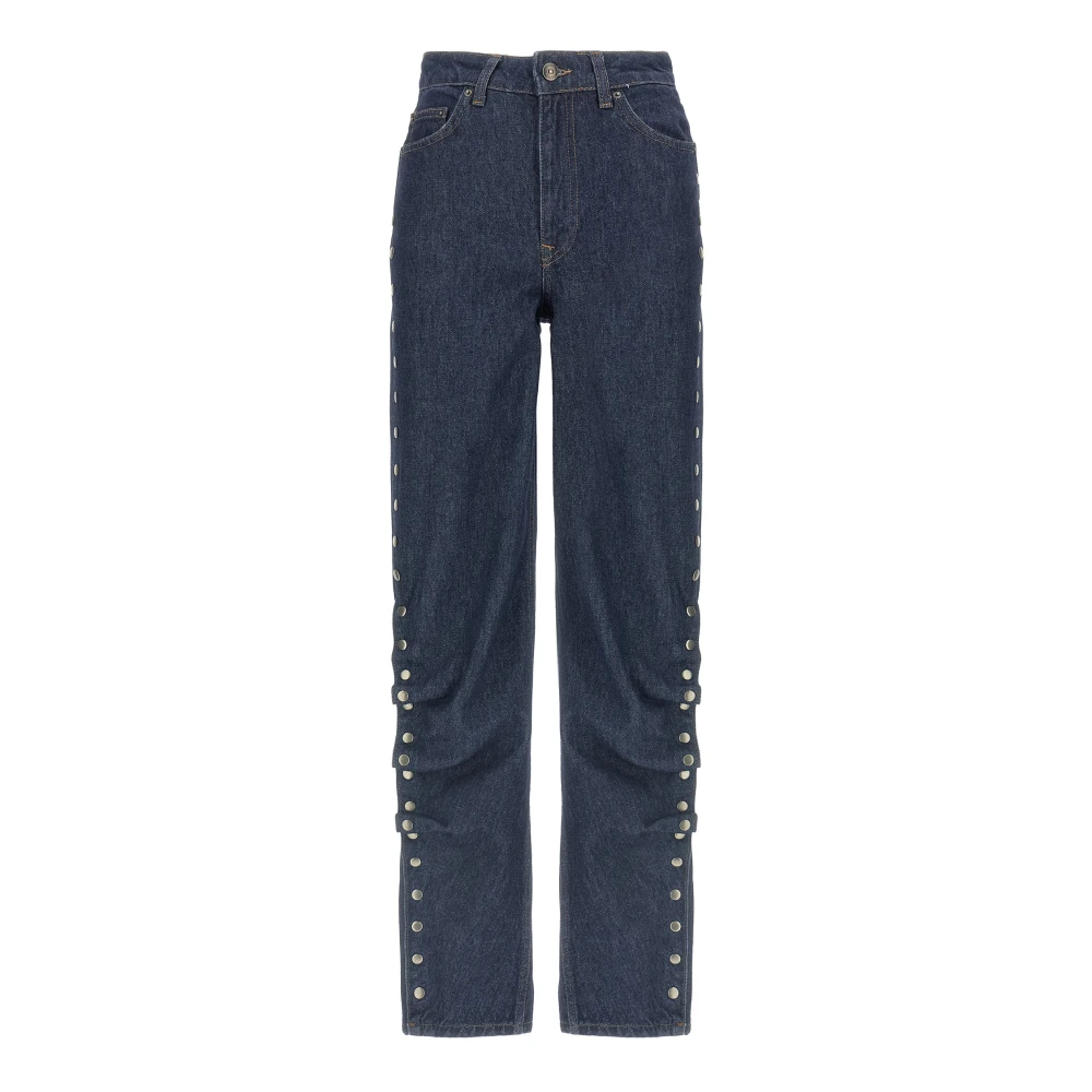 Rotate Birger Christensen Blue Buttoned Denim Jeans - Female - Straight Fit Jeans - W27 - Jeans