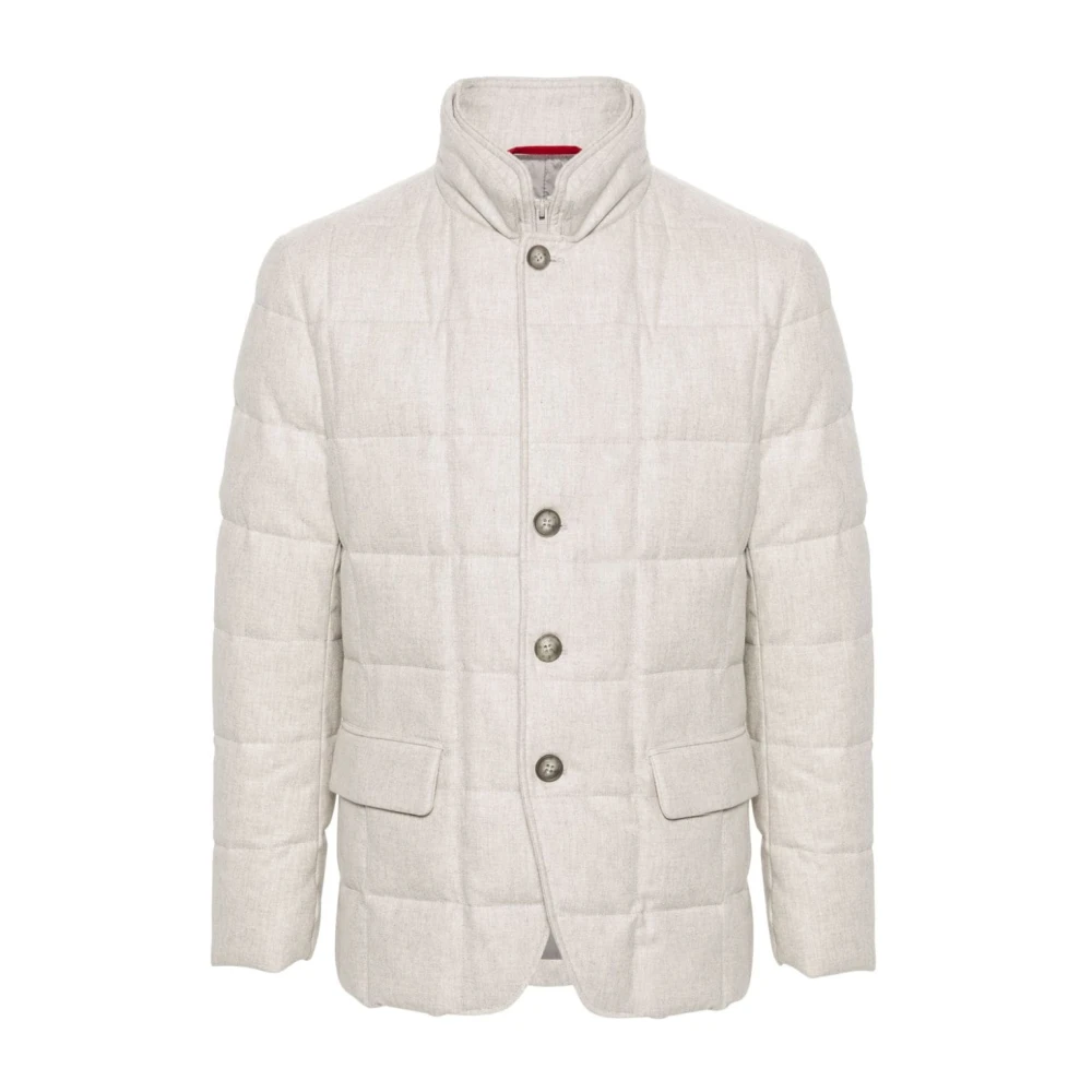 Fay Ivoor Pufferjas met Front Zip Beige Heren
