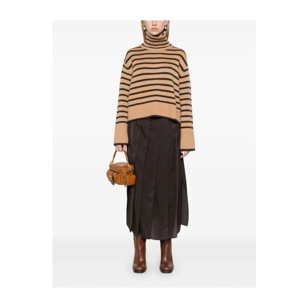 Lisa Yang Beige Gestreepte Kasjmier Gebreide Trui Beige Dames