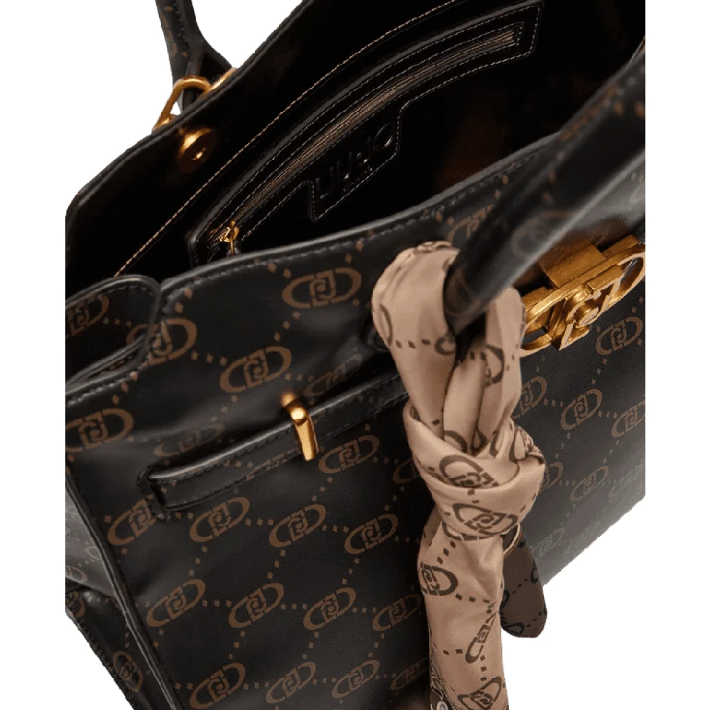 Liu Jo Zwarte Satchel Tas met Gouden Details Black Dames