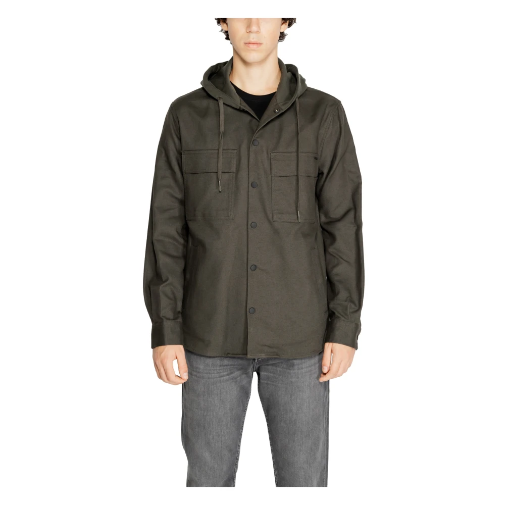Antony Morato Groene Hooded Katoenen Shirt Herfst Winter Green Heren