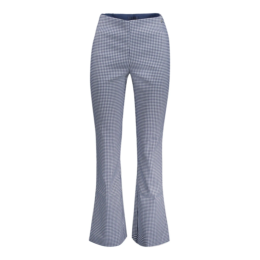 Guess Blauw geruite damesbroek met elastische tailleband Blue Dames