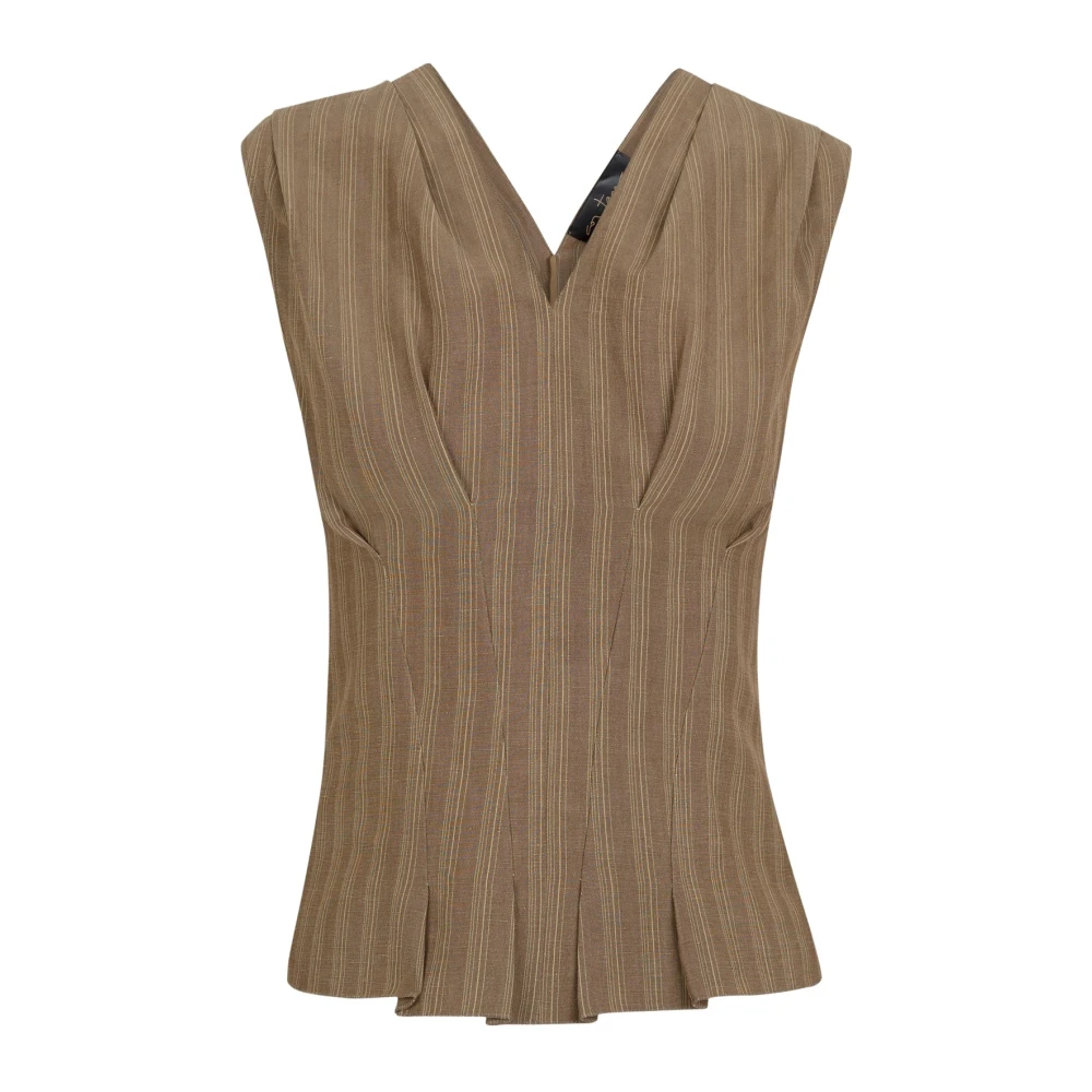 Cortana Brown Sleeveless Tops, Female, 2XS, Ida Top