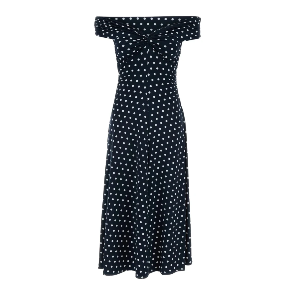 Michael Kors Women's Blue Polka Dot Stretch Matte-Jersey Dress