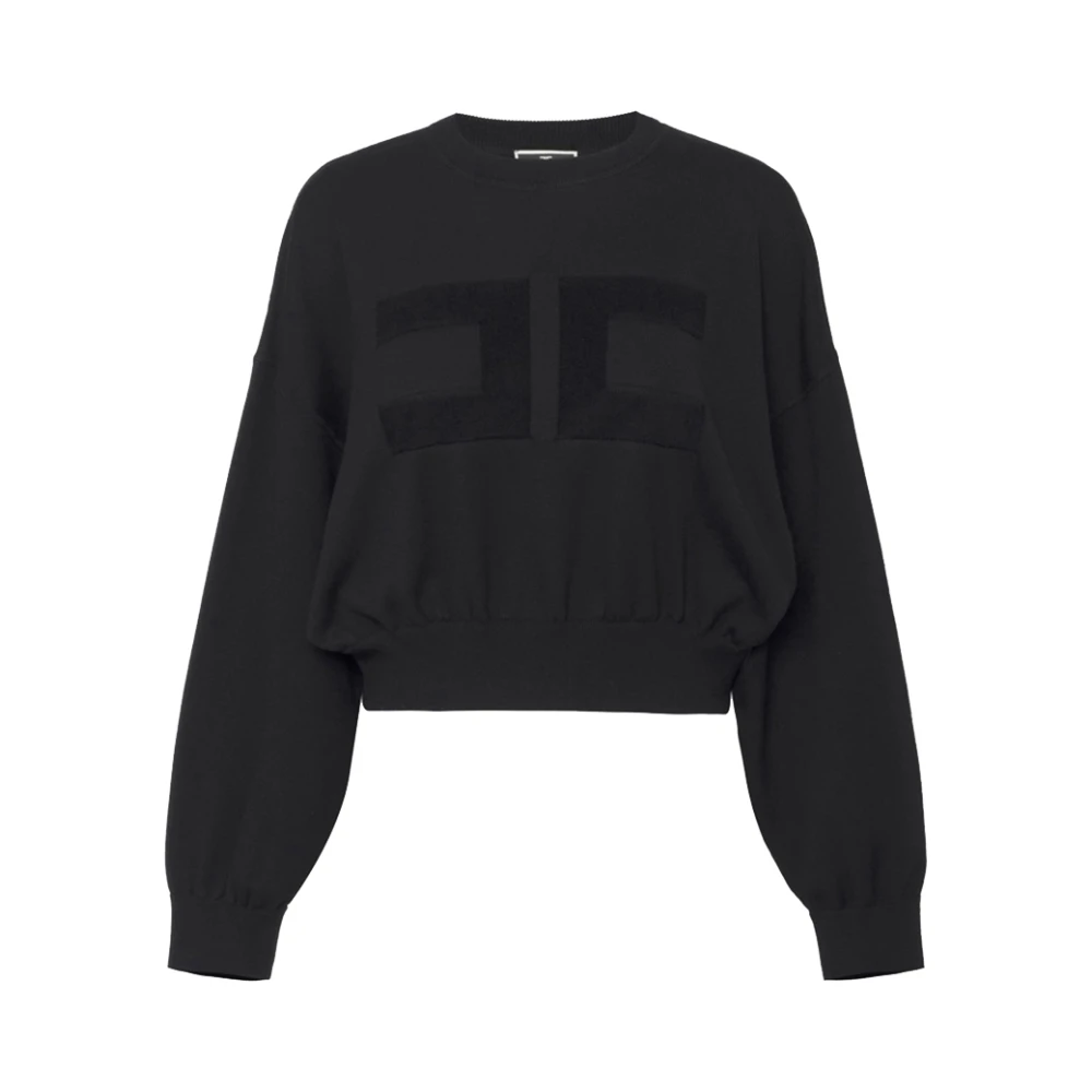 Elisabetta Franchi Zwarte trui met verfijnde details Black Dames