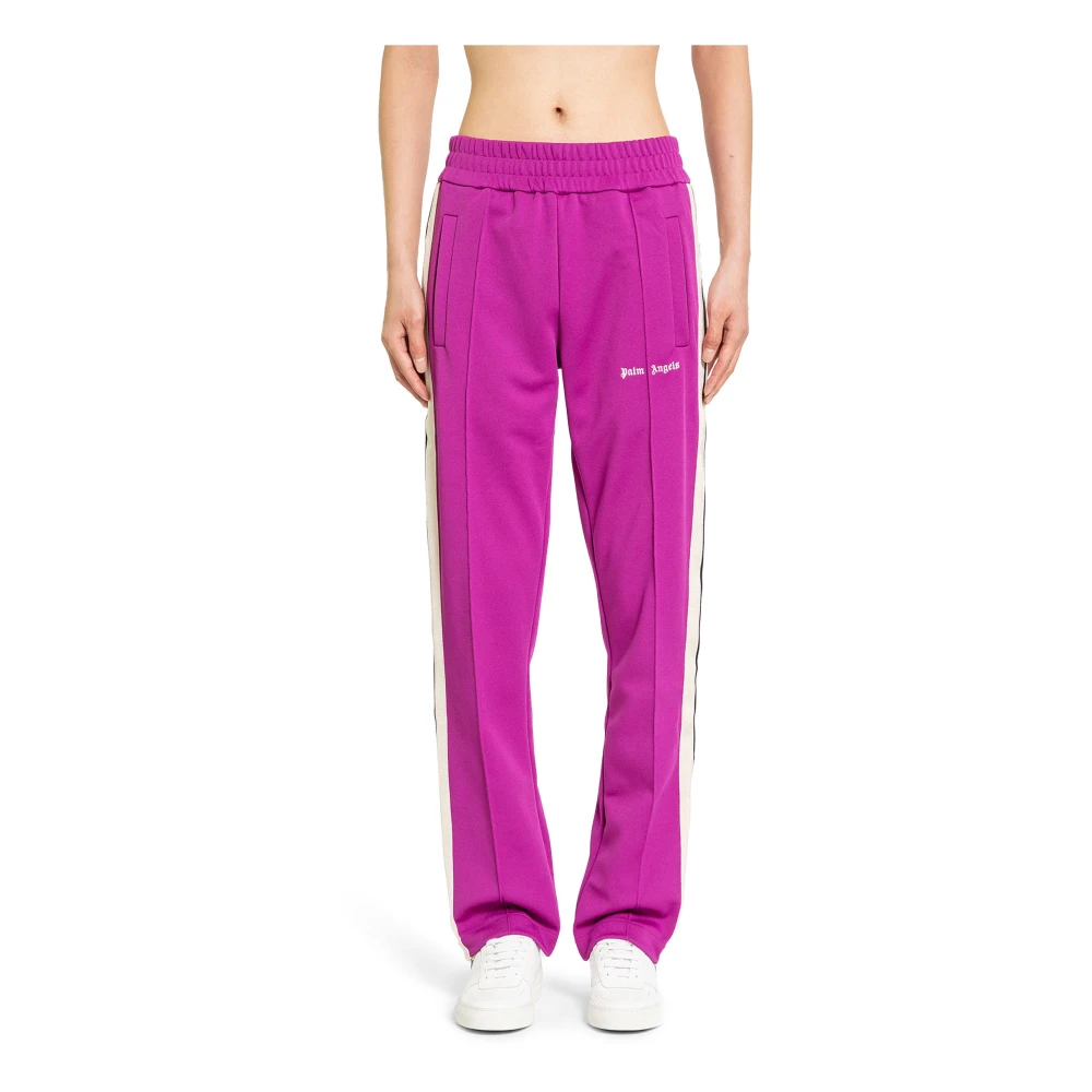 Palm Angels Paarse Logo Track Broek met Strepen Purple Heren