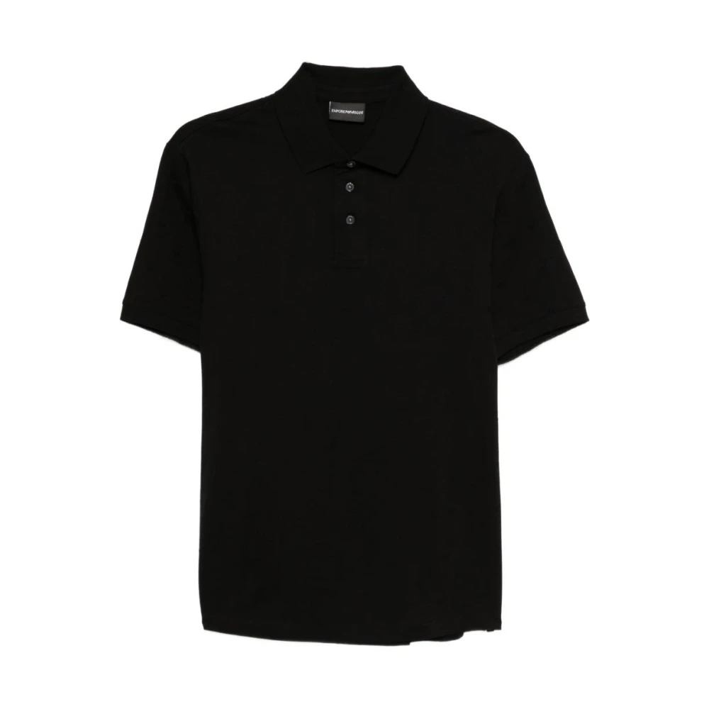 Emporio Armani Men's Black Polo Shirts, L, Short Sleeve Button-Closure Polo