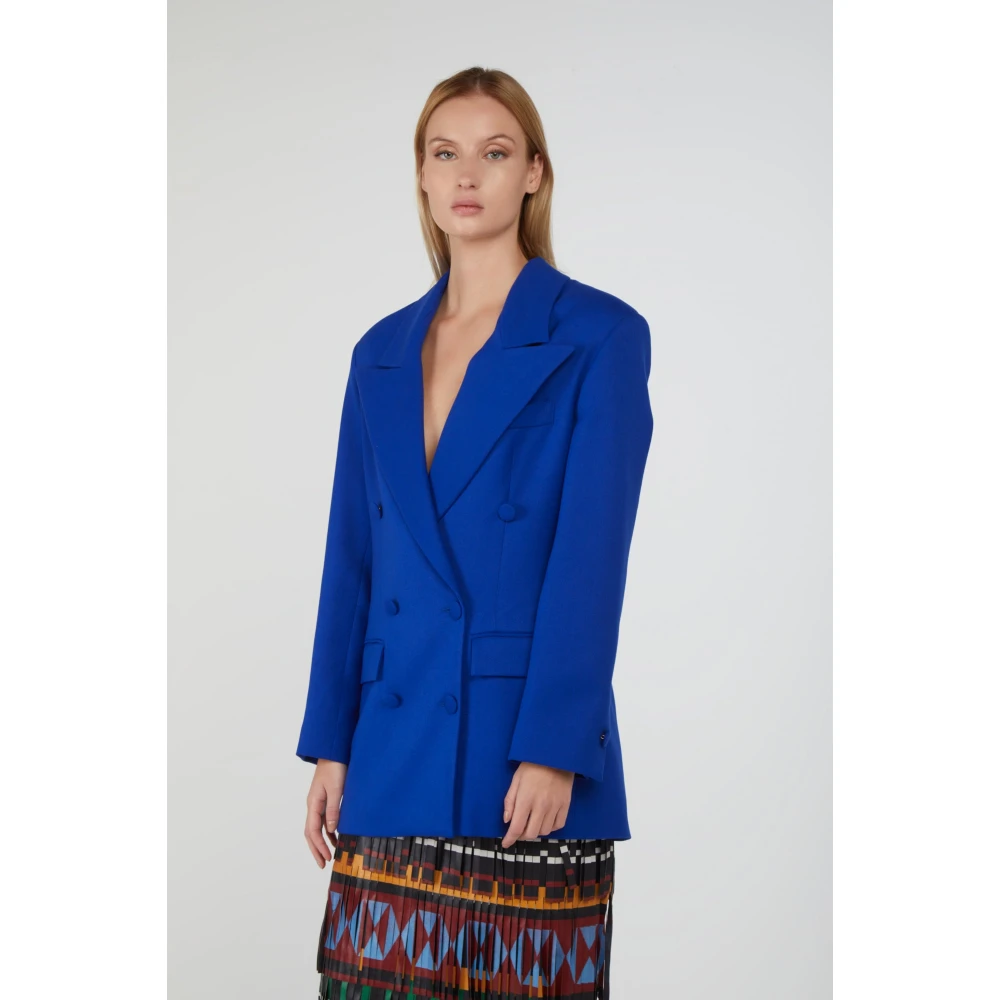 Nineminutes Oversize Dubbelbreasted Elektrisch Blauw Blazer Blue Dames