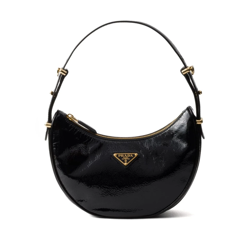 Prada Women's Black Patent Leather Shoulder Bag