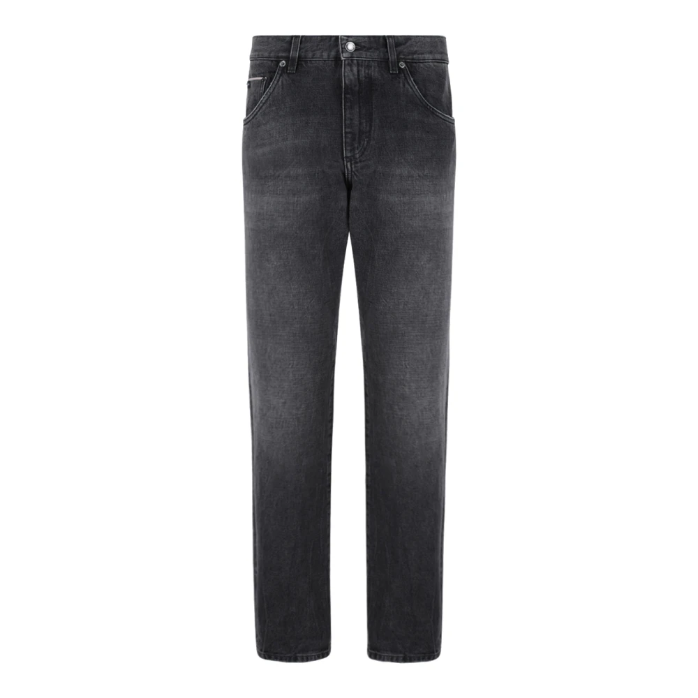 Dolce & Gabbana , Slim Fit Jeans, Male, Black, L, Washed Slim-Fit Denim Jeans