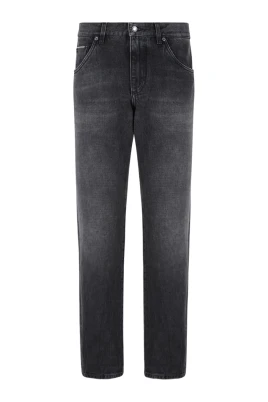 Tvättade Slim-Fit Jeans i Denim