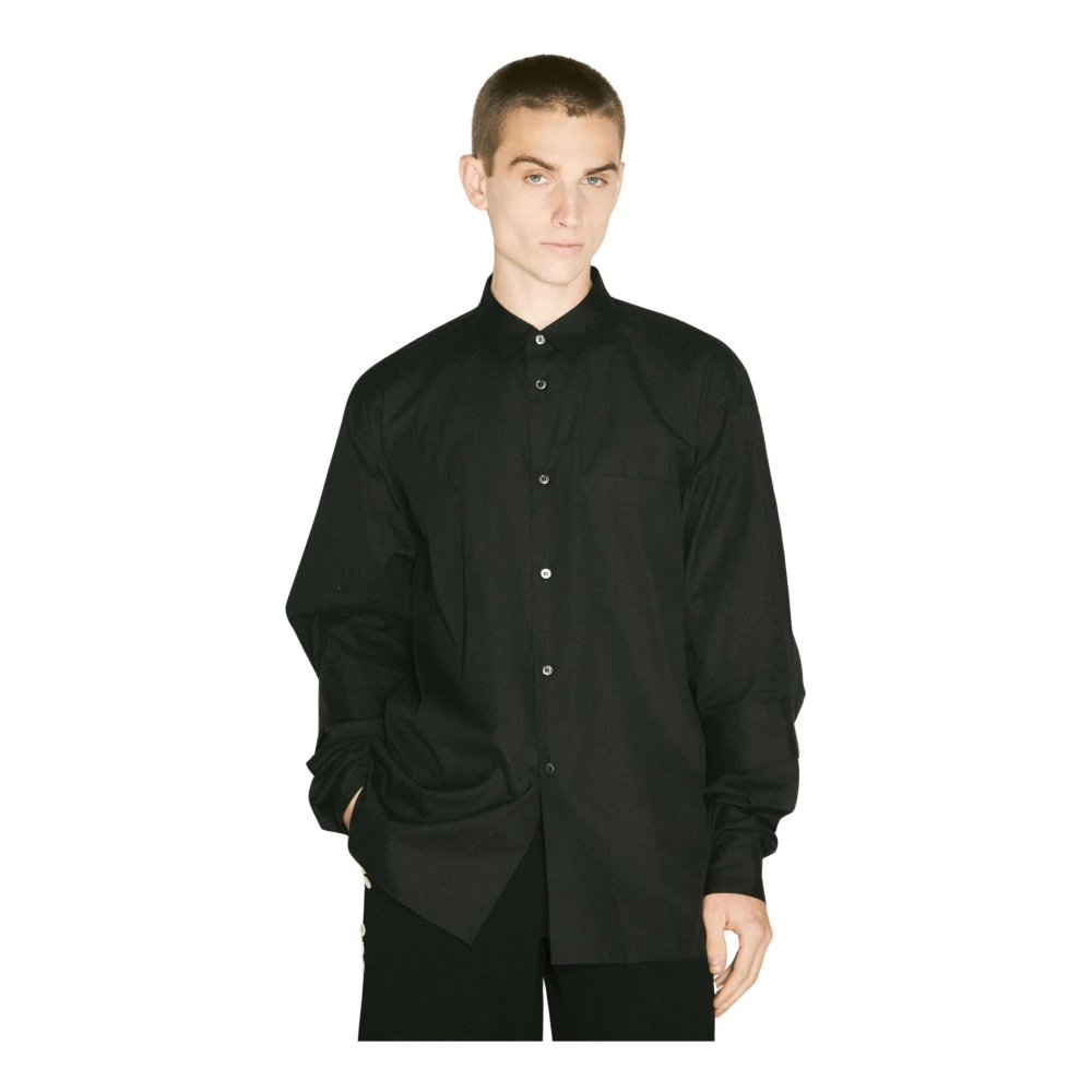 Comme des Garçons Gelaagd katoenen gabardineshirt Black Heren