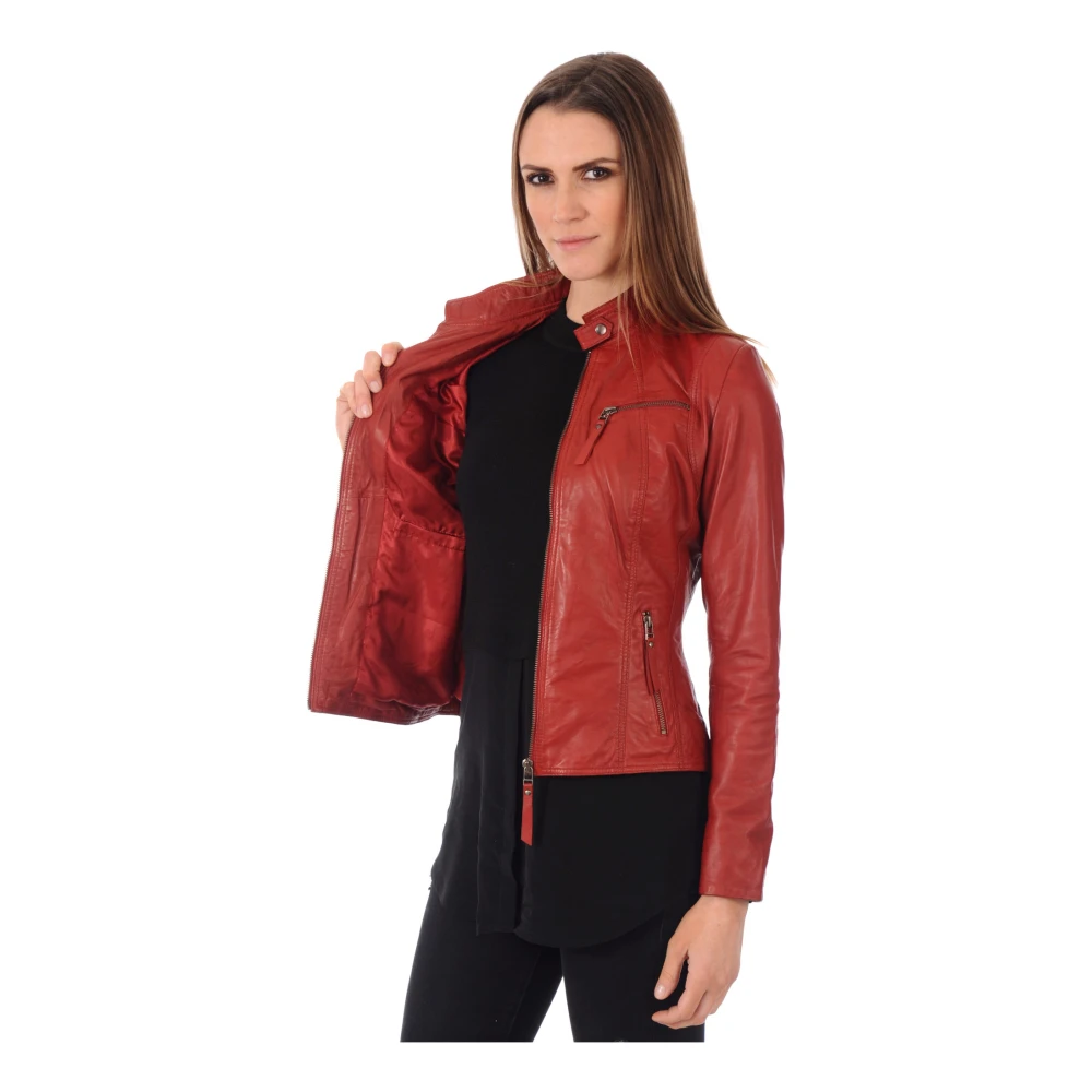 La Canadienne Rode Leren Jas Eco-Vriendelijk Model Red Dames