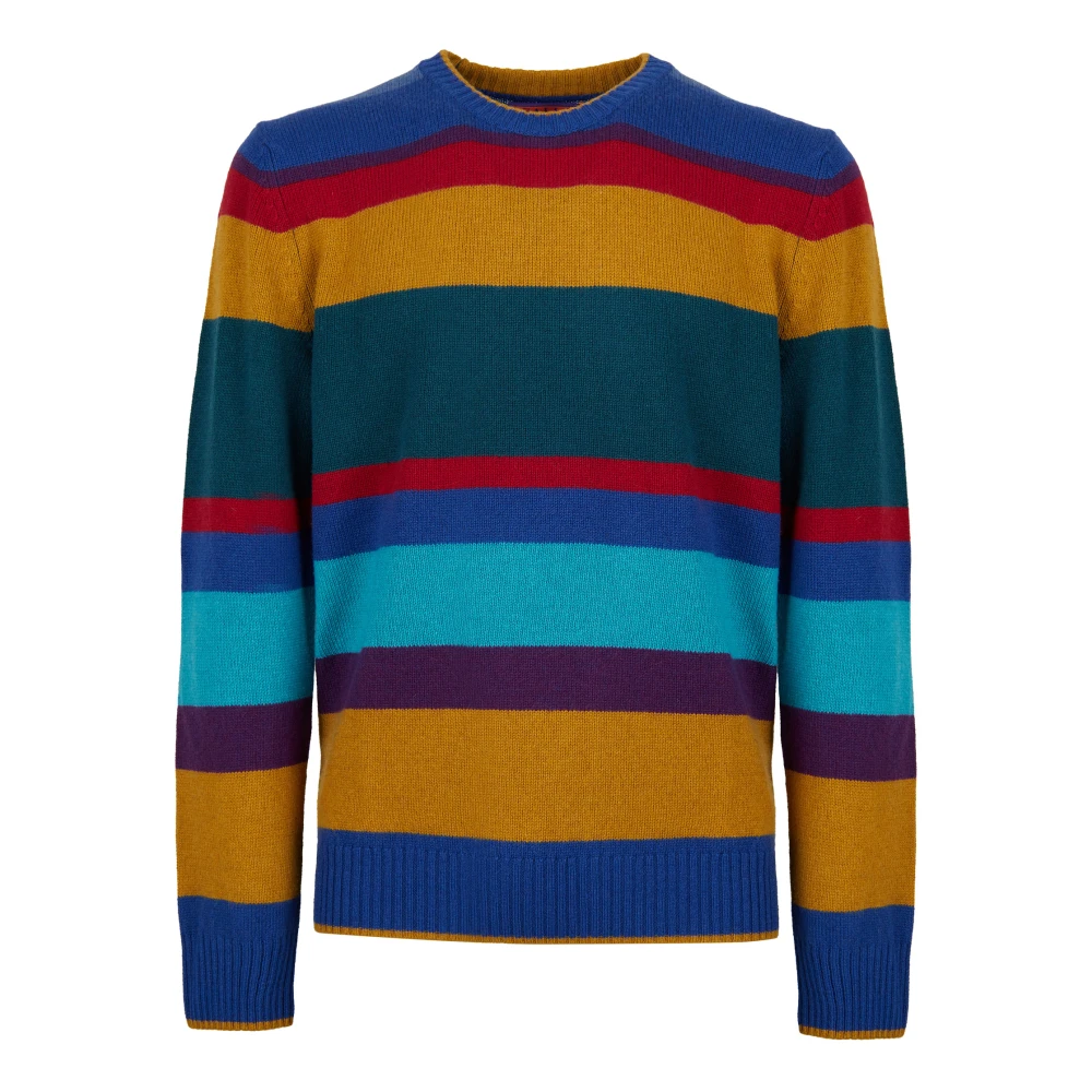 Gallo Blå Multifärgad Randig Crew-Neck Tröja Multicolor, Herr