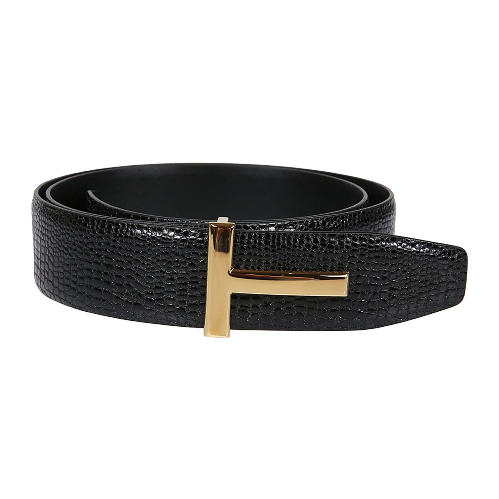 Tom Ford Omkeerbare Hagedis T-Gesp Riem Black Heren