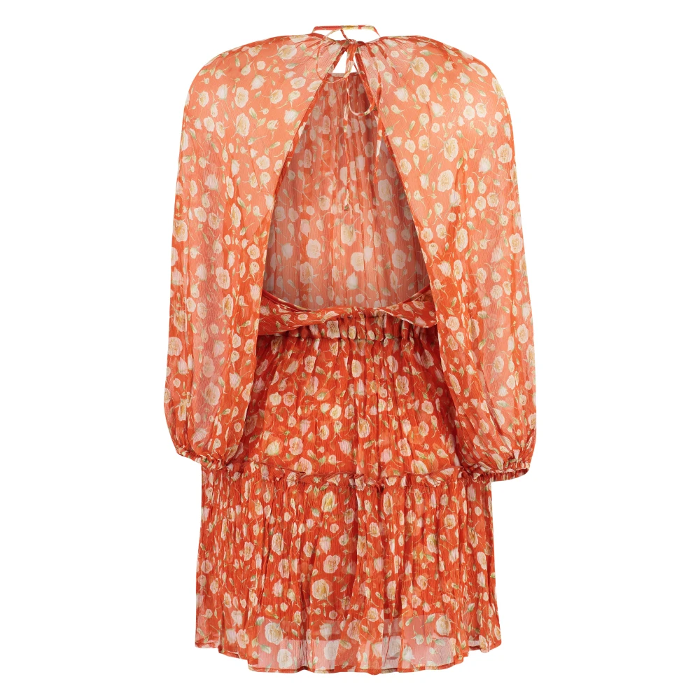 Alessia Zamattio Zijden mini-jurk met bloemenprint Orange Dames