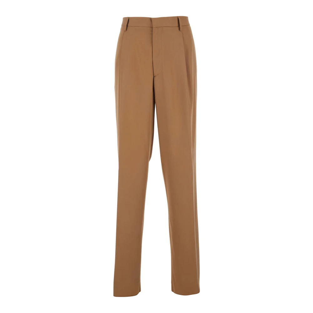 Lardini Beige Wol Pantalon met Plooien Beige Heren