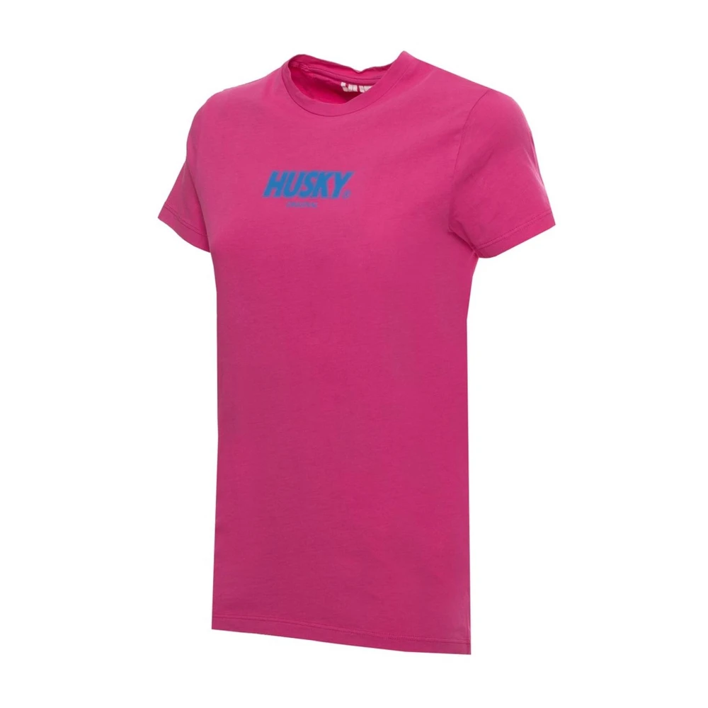 Husky Original Dames Logo Katoenen T-Shirt Korte Mouw Pink Dames