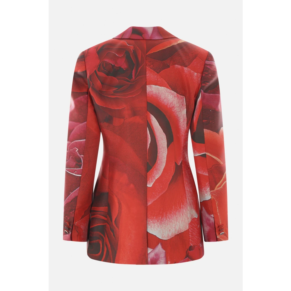 Roberto Cavalli Garden Rose Print Twill Jas Red Dames
