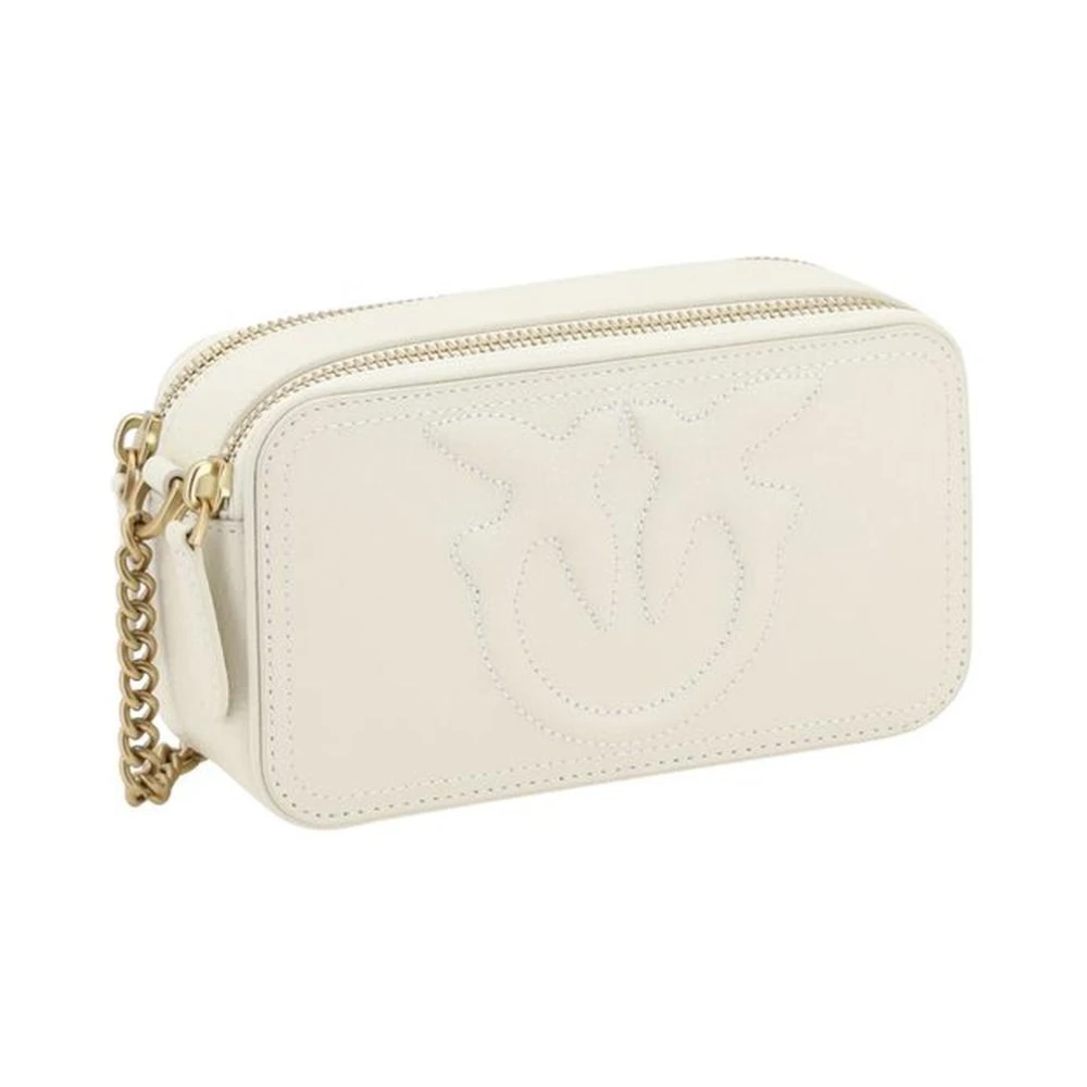 pinko Love Birds Leren Schoudertas White Dames