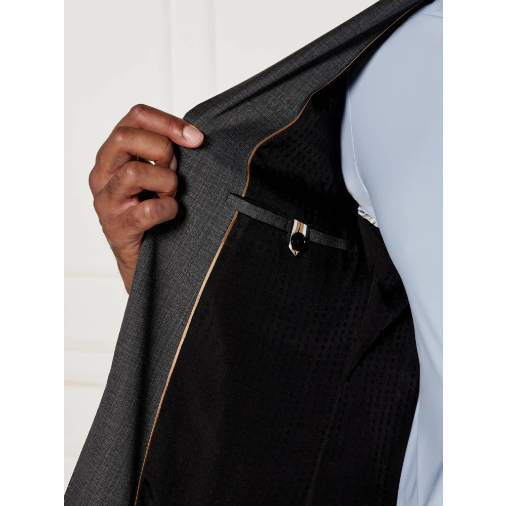 Hugo Boss Elegant Grijs Wollen Pak Gray Heren