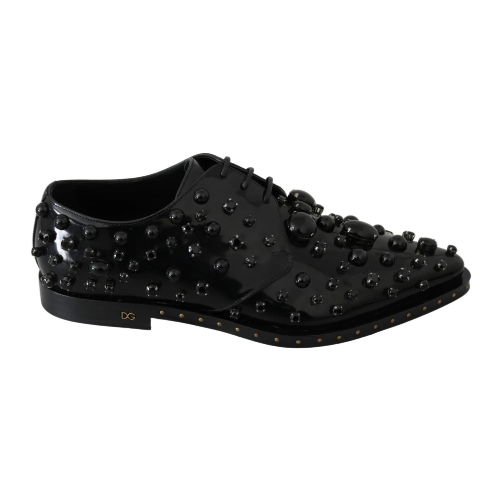 Dolce & Gabbana Women's Black Patent Leather Lace-Up Loafers - Laced Shoes - 7 Uk - Shoes